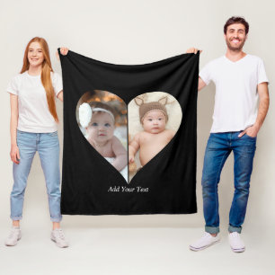 ハート型2フォトコラージュ フリースブランケット