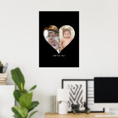 ハート型2フォトコラージュ ポスター (ホームオフィス)