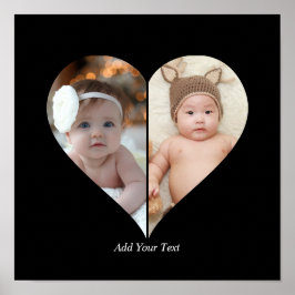 ハート型2フォトコラージュ ポスター