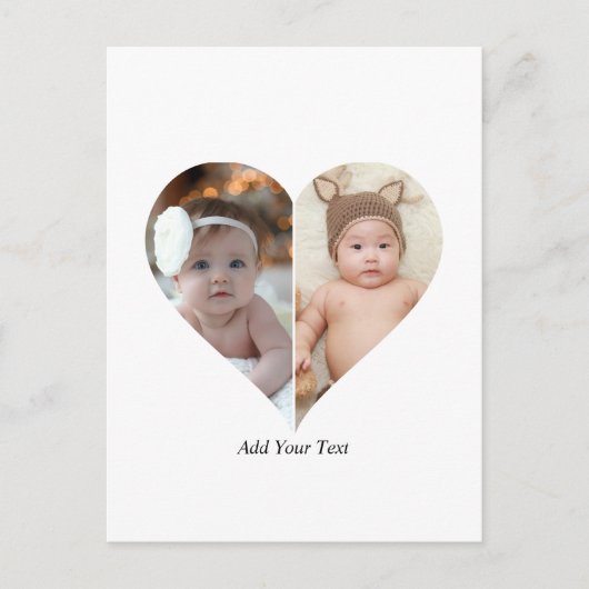 ハート型2フォトコラージュ ポストカード (正面)