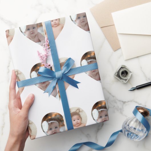 ハート型2フォトコラージュ ラッピングペーパー (ギフト)