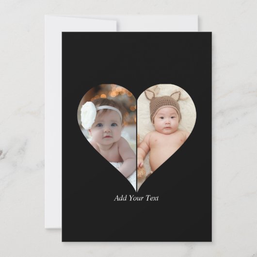 ハート型2フォトコラージュ 案内状 (正面)