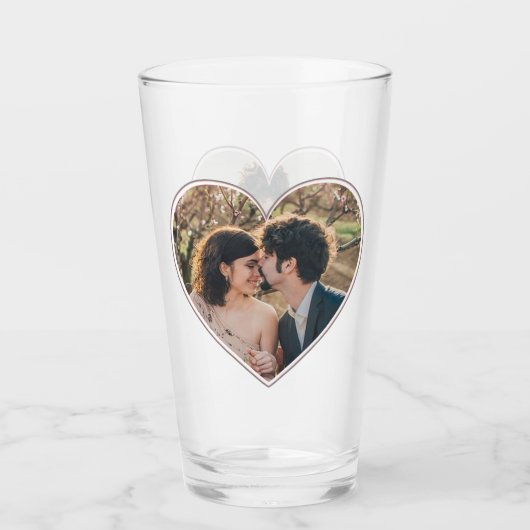 ハート型2フォトバレンティ結婚ンまたはカスタム タンブラーグラス (正面)