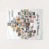 ハート型36フォトコラージュ結婚の記念日 タペストリー (正面(横))