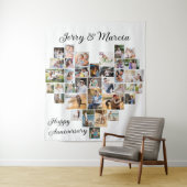 ハート型36枚の写真コラージュ 結婚記念日 タペストリー (インサイチュ)