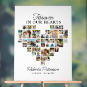 ハート型48フォトコラージュ葬儀へようこそ アクリルサイン (ニュートラル)