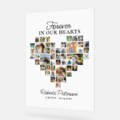 ハート型48フォトコラージュ葬儀へようこそ アクリルサイン (傾斜)