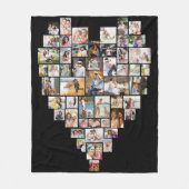 ハート型51フォトコラージュ編集可能カラー フリースブランケット (正面)