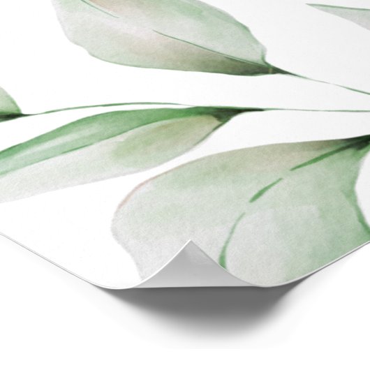 ハート型8枚写真コラージュメモリアルグリーン ポスター (角)