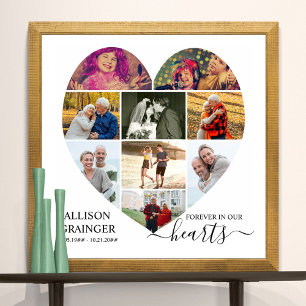 ハート型9フォトコラージュ永遠に私たちのハート ポスター