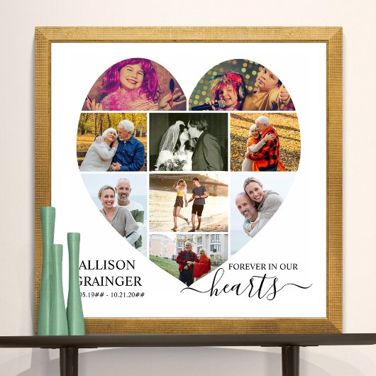 ハート型9フォトコラージュ永遠に私たちのハート ポスター