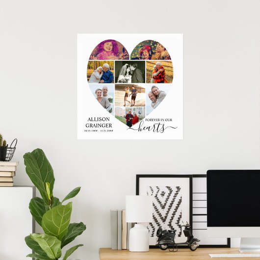 ハート型9フォトコラージュ永遠に私たちのハート ポスター (ホームオフィス)
