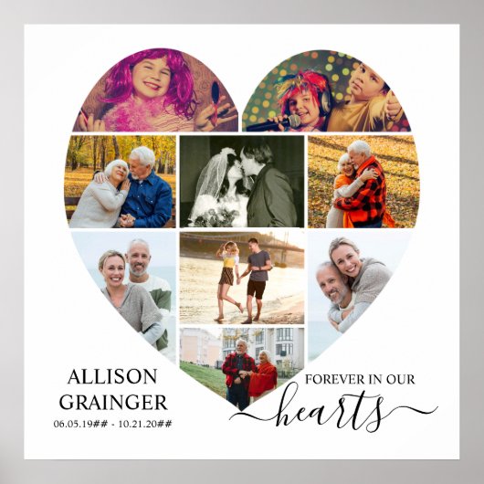 ハート型9フォトコラージュ永遠に私たちのハート ポスター (正面)