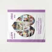 ハート型9フォトコラージュ私の背景と結婚 タペストリー (正面(横))