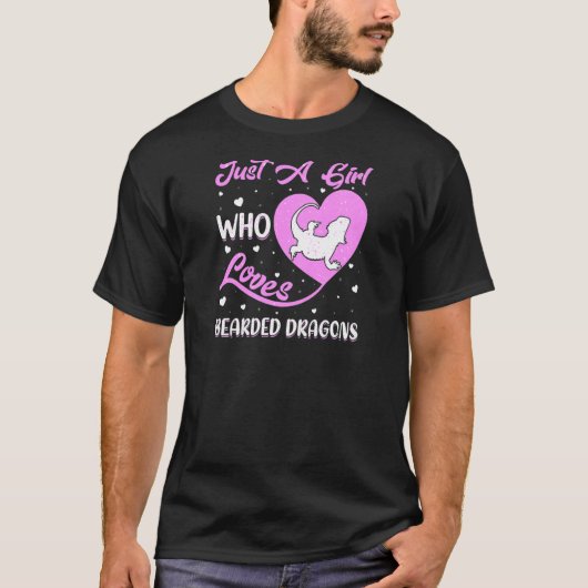 ハート型 ただのヒゲドラゴンが好きな女の子 Tシャツ (正面)