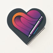 ハート型（ペンの螺旋を結ぶ） ノートブック (裏面)