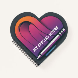 ハート型(ペンの螺旋を結ぶ) ノートブック