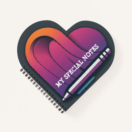 ハート型（ペンの螺旋を結ぶ） ノートブック (正面)