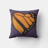 ハート型(昆虫)オオカバマダラ、モナーク蝶の翼の写真 クッション (裏面)