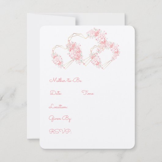 ハート大切ベビーシャワー 招待状 (裏面)