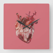 ハート大時計 スクエア壁時計 (正面)