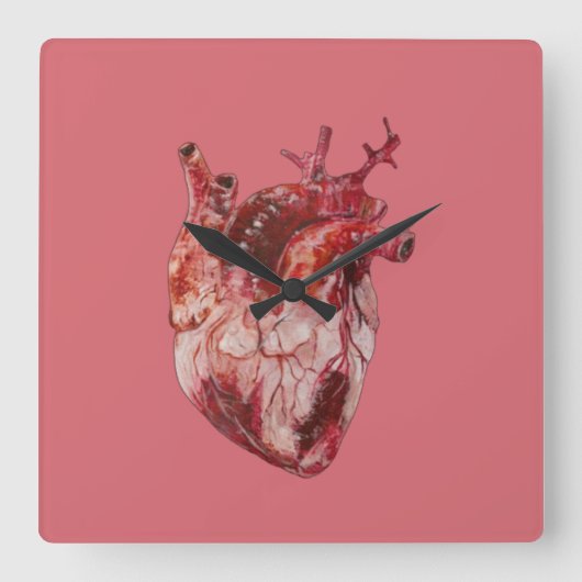 ハート大時計 スクエア壁時計 (正面)