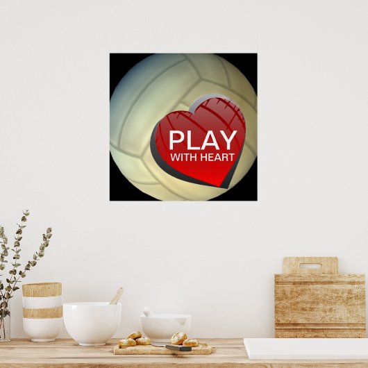 ハート女子遊バレーボールのポスター付き ポスター (キッチン)