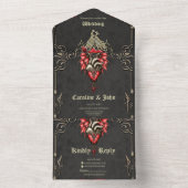 ハート威厳のある,ゴシック様式の恋愛 オールインワン招待状 (内側)