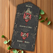 ハート威厳のある，ゴシック様式の恋愛 オールインワン招待状