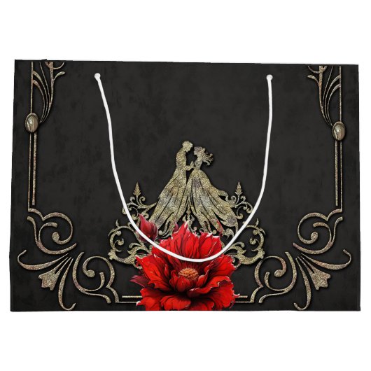 ハート威厳のある,ゴシック様式の恋愛 ラージペーパーバッグ (裏面)