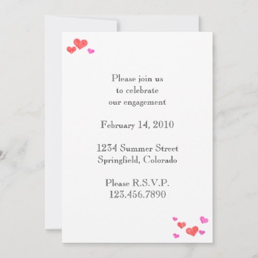 ハート婚約 招待状 (裏面)