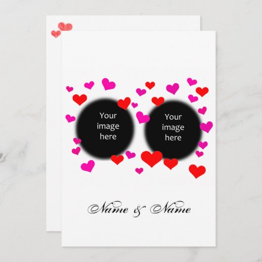 ハート婚約 招待状 (正面/裏面)