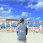 ハート嫁さんが新婚の妻の結婚ブライダル デニムジャケット