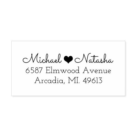 ハート対差出人住所ゴム印 ラバースタンプ (インプリント)