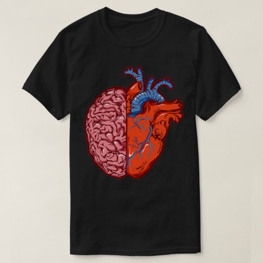 ハート対Brain インスパイア EQ対IQ関連ハートと Tシャツ (デザイン正面)