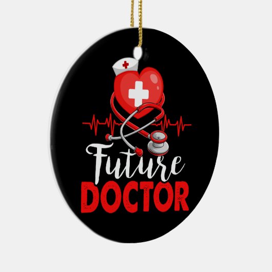 ハート将来のドクターワーク病院の聴診器H セラミックオーナメント (右)