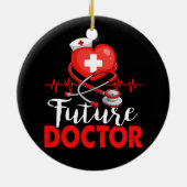 ハート将来のドクターワーク病院の聴診器H セラミックオーナメント (裏面)