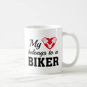ハート属バイクもしくは自転車に乗る人 コーヒーマグカップ