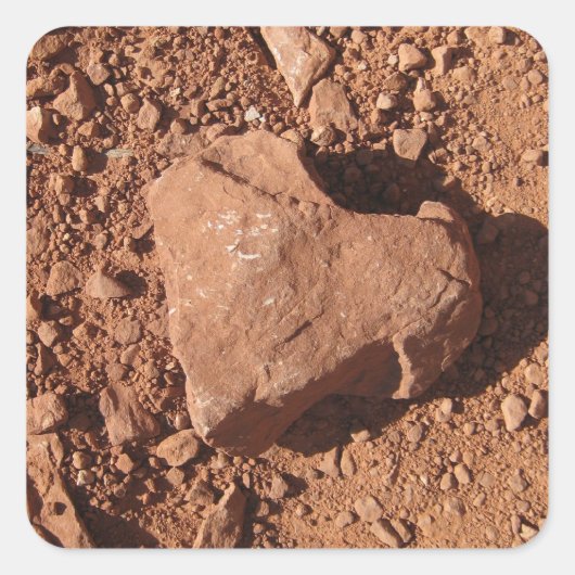 ハート岩(2)ステッカー スクエアシール (正面)
