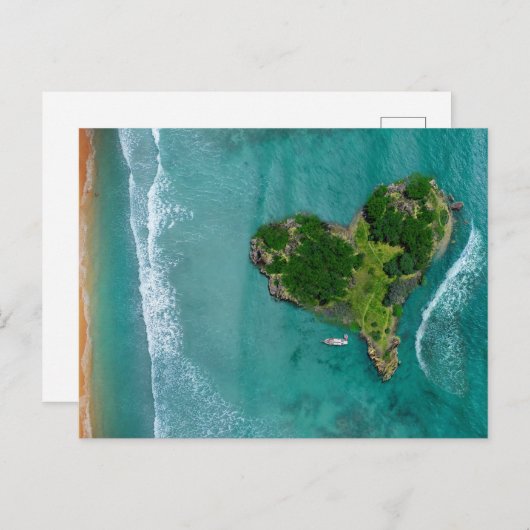 ハート島熱帯ビーチ海旅行写真 ポストカード (正面/裏面)