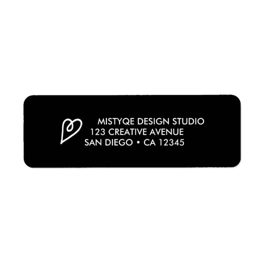 ハート差出人住所ラベル(黒) ラベル (正面)