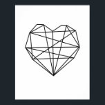 ハート幾何ミニマルアートウォールデコー白黒 ポスター<br><div class="desc">幾何学的アートウォールデコハートシェイプ白黒</div>