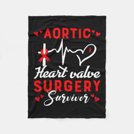 ハート弁手術を受けた遺族ハート病後遺症 フリースブランケット (正面)