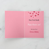 ハート引用文ラブ&ホープピンク&ティール（緑がかった色）バレンタインカード シーズンカード (内部)