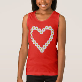 ハート形かわいらし白デイジー鎖 Tシャツ