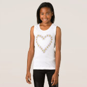 ハート形かわいらし白デイジー鎖 Tシャツ (正面フル)