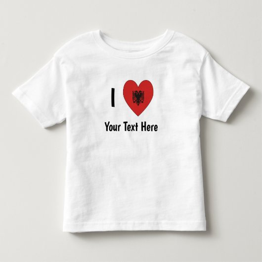 ハート形のアルバニア国旗パーソナライズ トドラーTシャツ (正面)