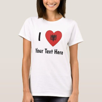 ハート形のアルバニア国旗パーソナライズ Tシャツ