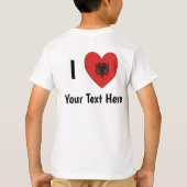 ハート形のアルバニア国旗 パーソナライズ Tシャツ (裏面)
