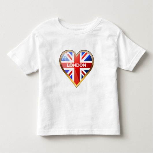 ハート形のイギリスの旗 トドラーTシャツ (正面)
